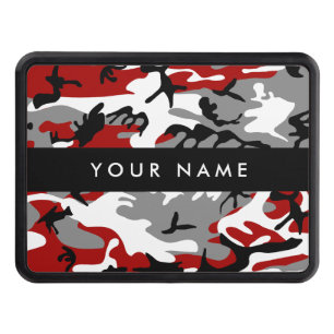 Red and Gray Camouflage Your name Personalize Hitch Cover