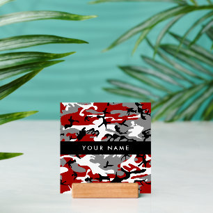 Red and Gray Camouflage Your name Personalize Holder