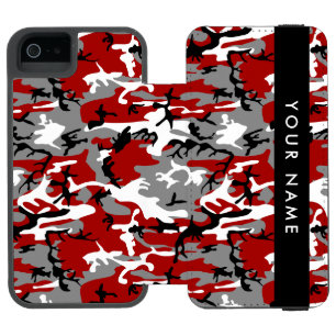 Red and Gray Camouflage Your name Personalize iPhone SE/5/5s Wallet Case
