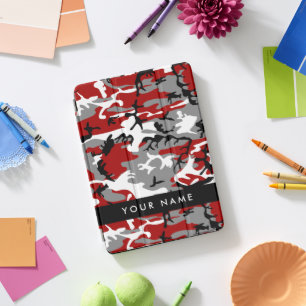 Red and Gray Camouflage Your name Personalize iPad Pro Cover