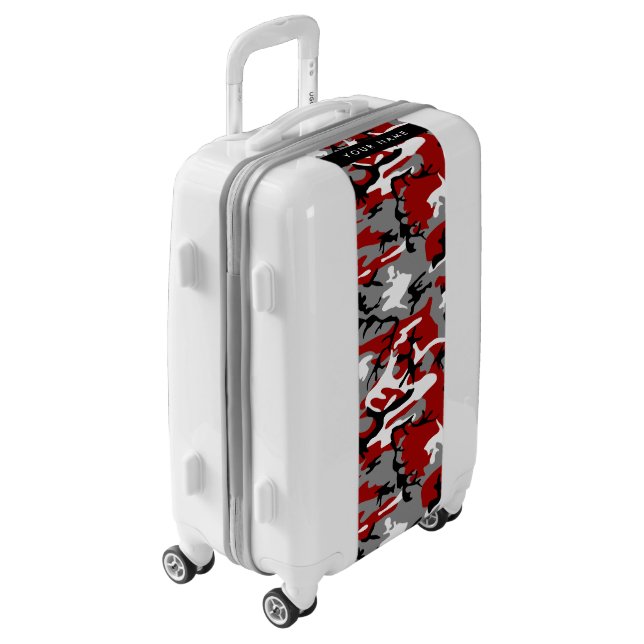 Red and Gray Camouflage Your name Personalize Luggage (Rotated Left)