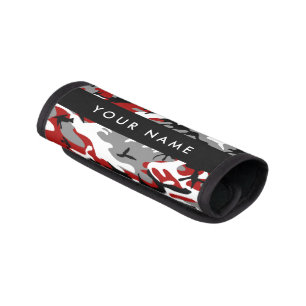 Red and Gray Camouflage Your name Personalize Luggage Handle Wrap