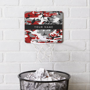 Red and Gray Camouflage Your name Personalize Mini Basketball Hoop
