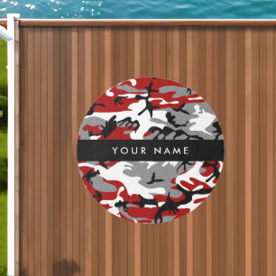 Red and Gray Camouflage Your name Personalize Outdoor Rug
