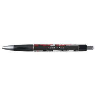 Red and Gray Camouflage Your name Personalize Pen