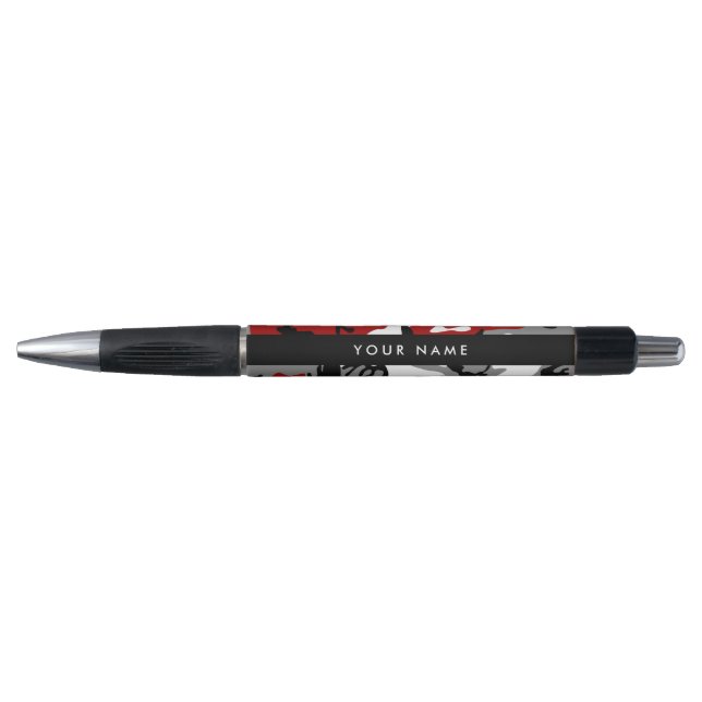 Red and Gray Camouflage Your name Personalize Pen (Front)