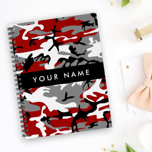 Red and Gray Camouflage Your name Personalize Planner