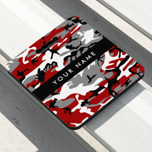 Red and Gray Camouflage Your name Personalize Seat Cushion