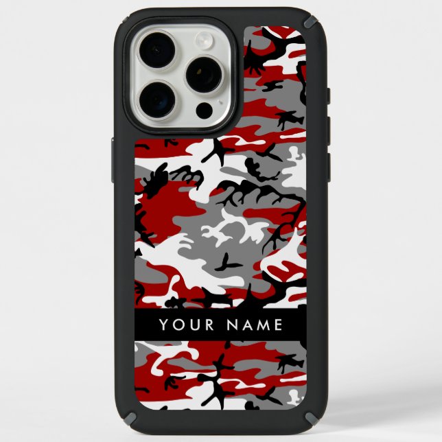 Red and Gray Camouflage Your name Personalize Speck iPhone Case (Front)
