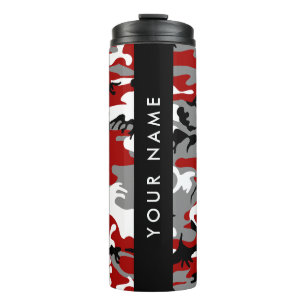 Red and Gray Camouflage Your name Personalize Thermal Tumbler