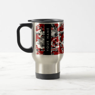 Red and Gray Camouflage Your name Personalize Travel Mug