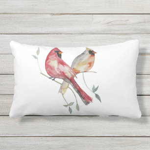 Red and Gray Cardinal birds patio pillow