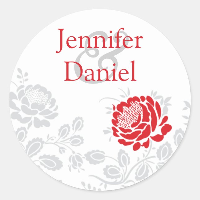 Red and Gray Damask Envelope Seal (Front)