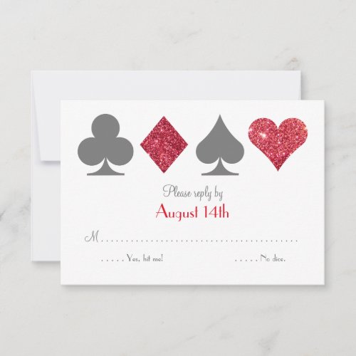 Red and Gray Destiny Las Vegas Faux Glitter RSVP