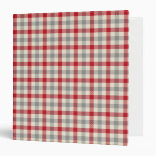 Red and gray farm style plaid 3 ring binder