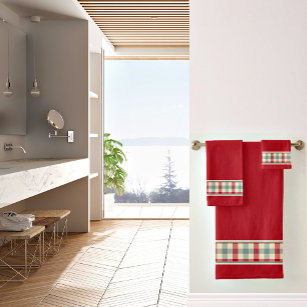 Vibrant Trio: Red, Gray, and White Bathroom Towel Set