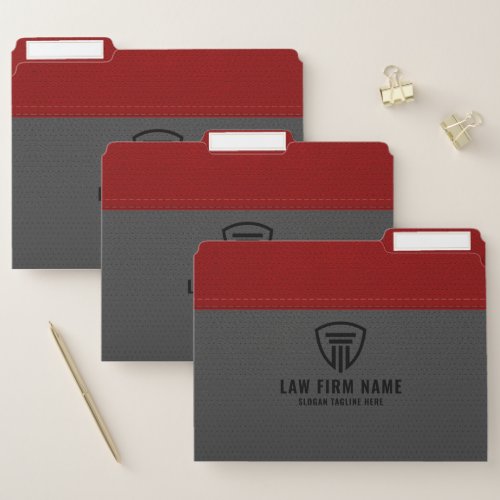 Red and Gray Faux Leather File Folder
