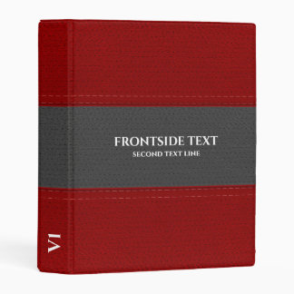 Red and gray faux leather mini binder