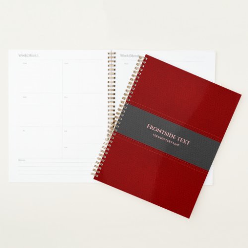 Red and gray faux leather Planner