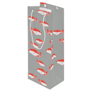 Red and gray fish wine gift bag