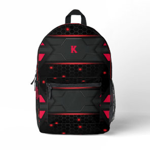 Red and gray gaming geometric background printed backpack