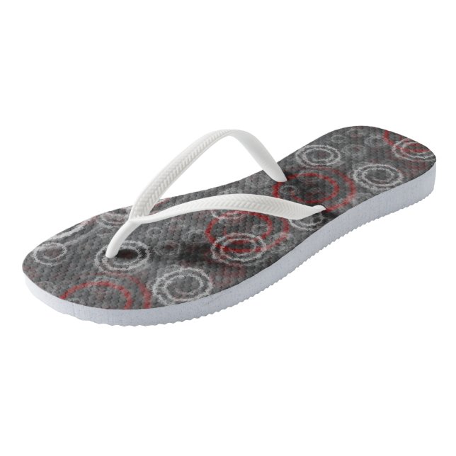 Red and Gray Geometric Abstract Flip Flops (Angled)