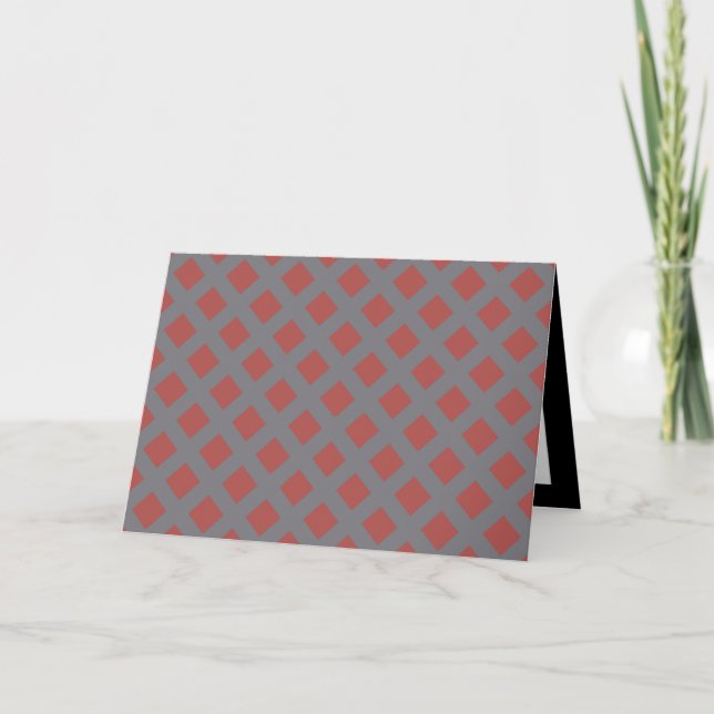Red and Gray Gingham Pattern  Card (Front)