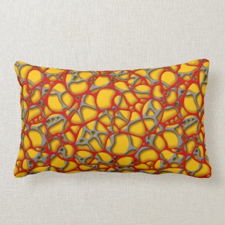 Red and gray net on a yellow background. lumbar pillow