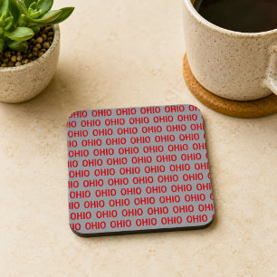 Red and Gray Ohio Beverage Coaster