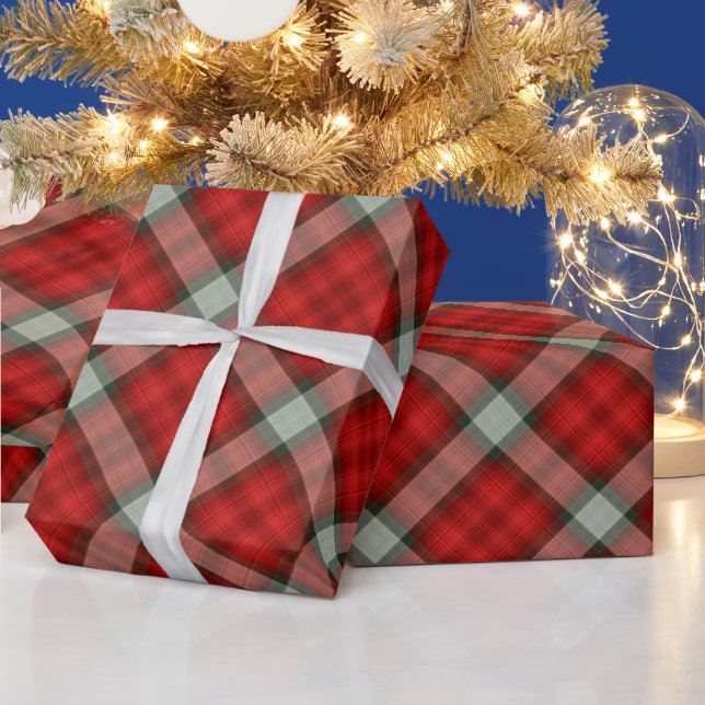 Red and Gray Plaid Christmas Pattern Wrapping Paper (Holidays)