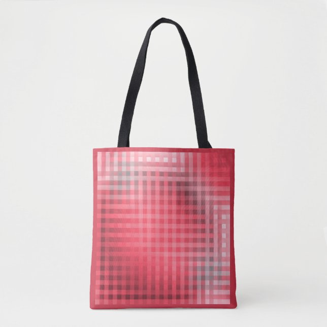 Red and gray plaid grunge  tote bag (Front)