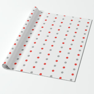 Red and Gray Polka Dot Pattern Wrapping Paper