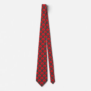 Red and Gray Poppies Neck Tie