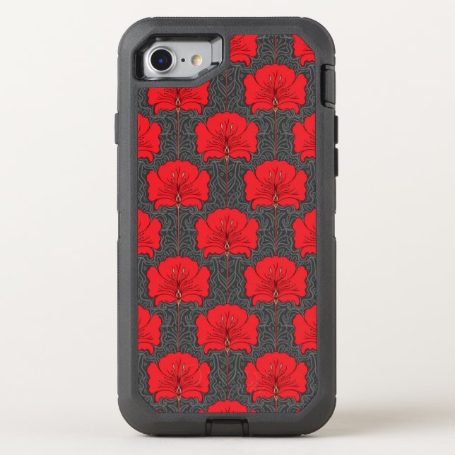 Red and Gray Poppies Otterbox iPhone Case (Back)