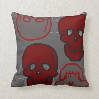 Red and Gray Skulls Pillow