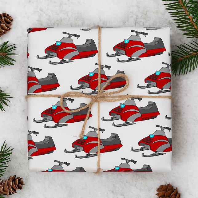 Red and Gray Snowmobile Wrapping Paper (Creator Uploaded)