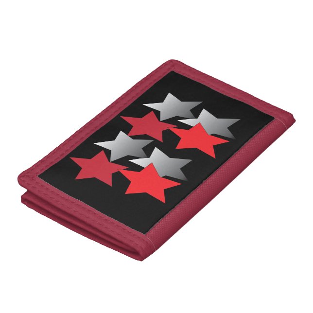 Red and Gray Star-Designed Wallet  (Top)