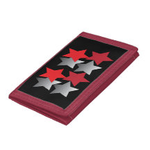 Red and Gray Star-Designed Wallet