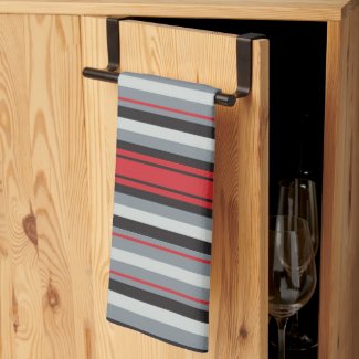 Red And Gray Striped  Kitchen Towel