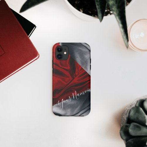 Red and gray textile iphone cases