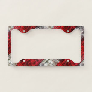 Red And Gray Textured Stripes License Plate Frame