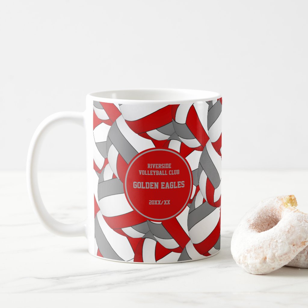 red and gray volleyball team colors coach gift coffee mug