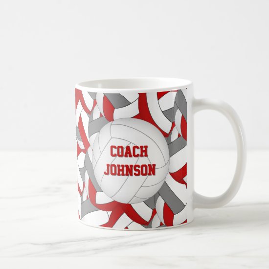 red and gray volleyball team colors coach gift coffee mug