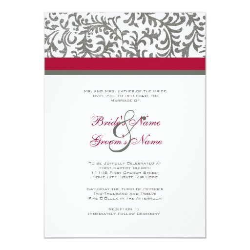 Red And Gray Wedding Invitations 1