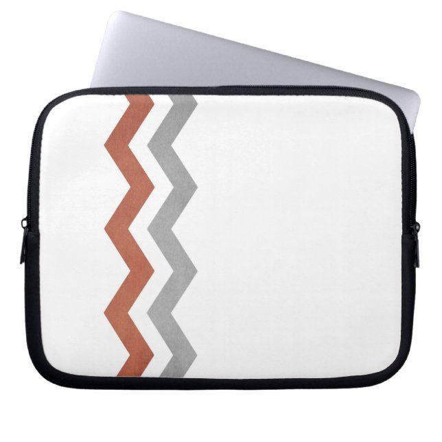 Red and Gray Zig Zag Pattern Laptop Sleeve (Front)