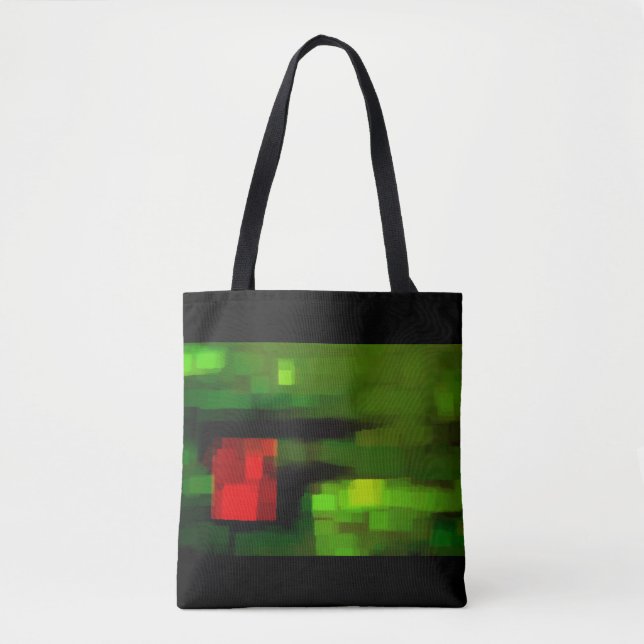 Red and Green Abstract Art Tote Bag (Front)