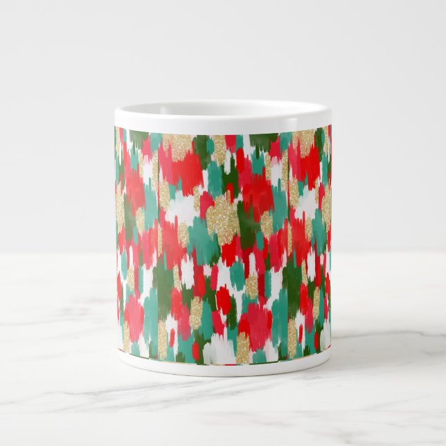 Red and green abstract  giant coffee mug (Front)