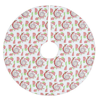 Red and Green Abstract Swirl Pattern Brushed Polyester Tree Skirt