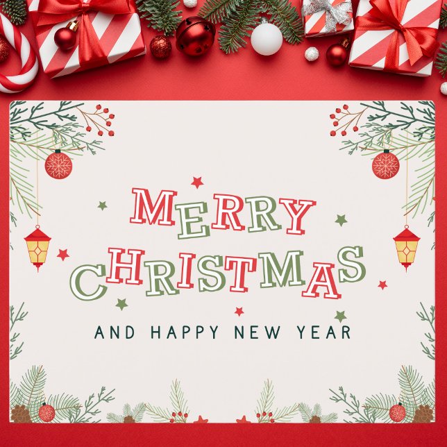 Red and Green Aesthetic Merry Christmas Postcard (Creator Uploaded)