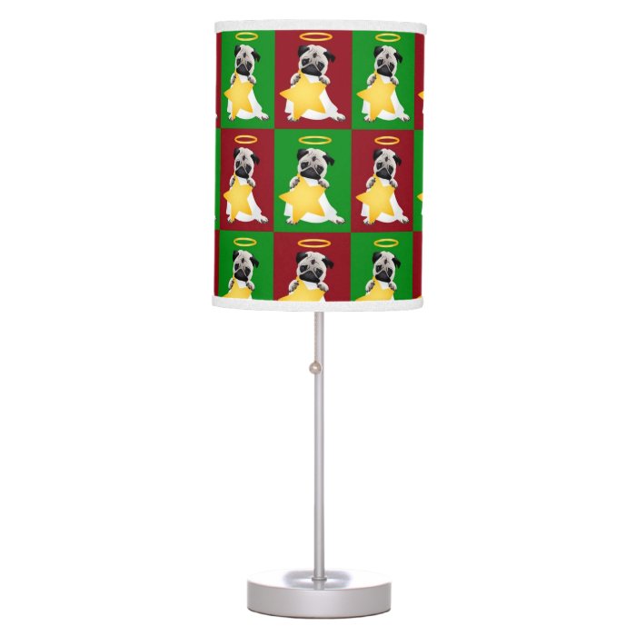Red and Green Angel Pugs Desk Lamp